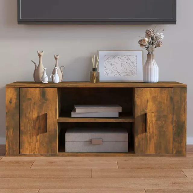 vidaXL Tv-meubel 100x35x40 cm bewerkt hout gerookt eikenkleurig, foto 2