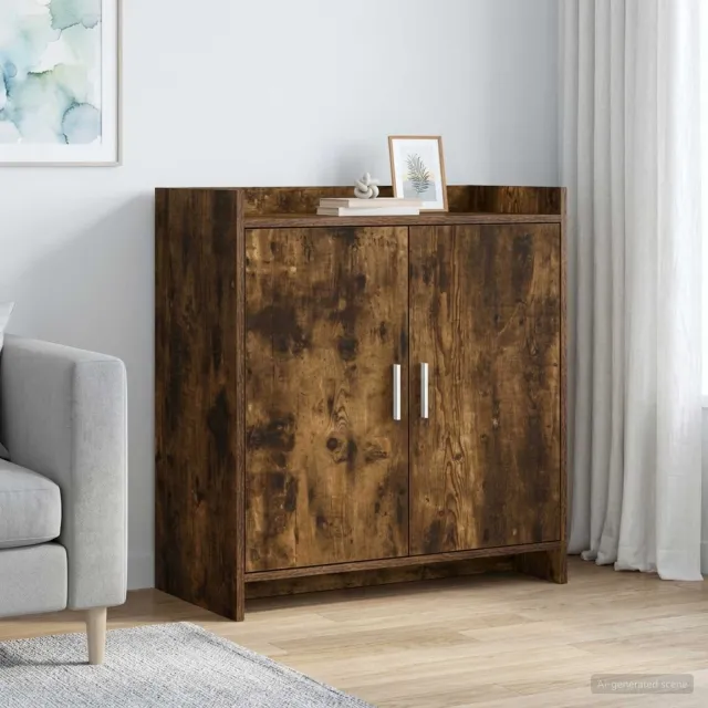 vidaXL Dressoir Gerookt eiken 72 x 36 x 80 cm Bewerkt hout, foto 2