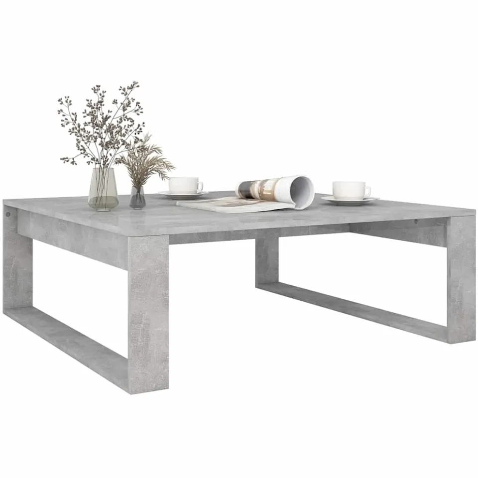vidaXL Salontafel 100x100x35 cm bewerkt hout betongrijs grijs, foto 3