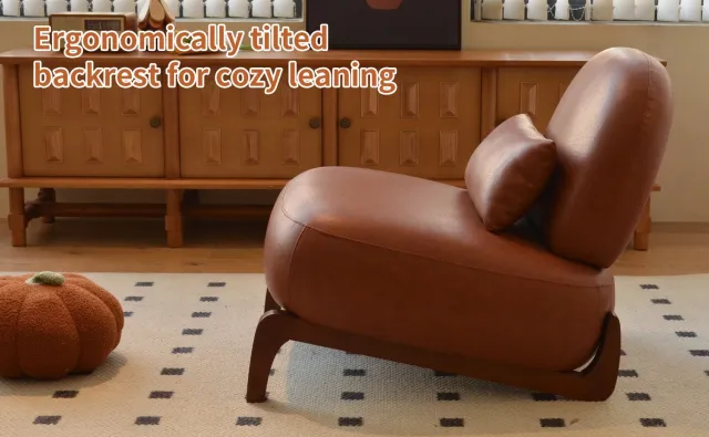 MODENUIT Fauteuil 72,1 x 86,9 x 69,9 cm - Zonder Armleuningen Met Zitkussen - Woonkamer - Hout - Bruin