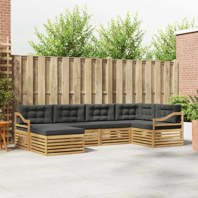 vidaXL Buiten bankenset 6 st 6-zits Wit en antracietkleurig Polyester Anthraciet