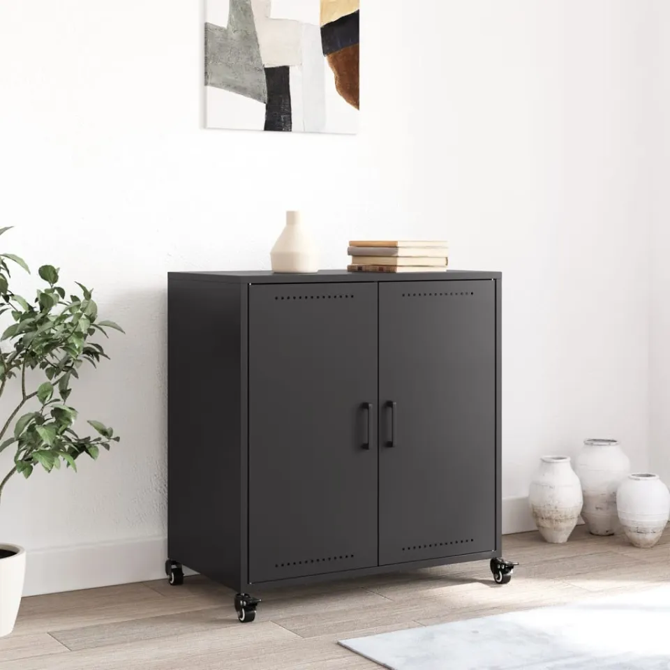 vidaXL Dressoir 68x39x72 cm staal zwart, foto 2