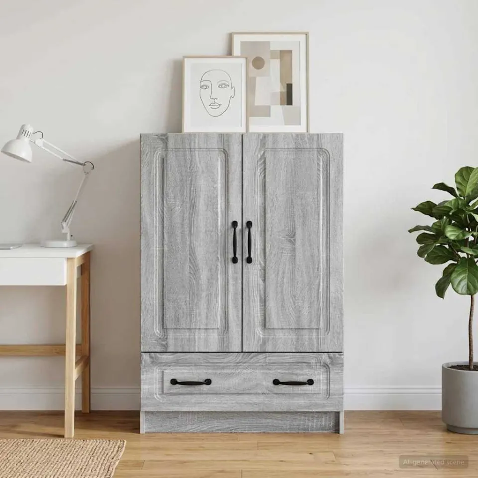 vidaXL Dressoir met lade Grijs sonoma 66 x 34,5 x 92 cm Bewerkt hout, foto 3