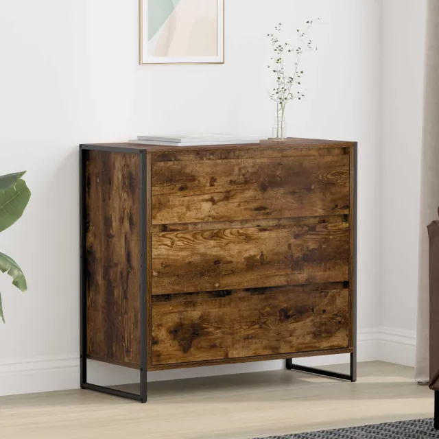 vidaXL Dressoir Gerookt eiken 79 x 36 x 75.5 cm Bewerkt hout, foto 2