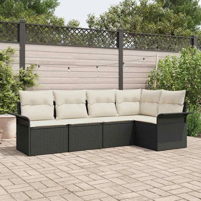 vidaXL Tuin Sofa Set 5 st Zwart poly rattan, foto 2