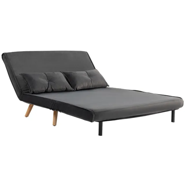 SONNENH HOMCOM 2-persoons slaapbank - bedbank - om te zetten in een bed - instelbare rugleuning - stoffen bekleding - metalen frame - grijs