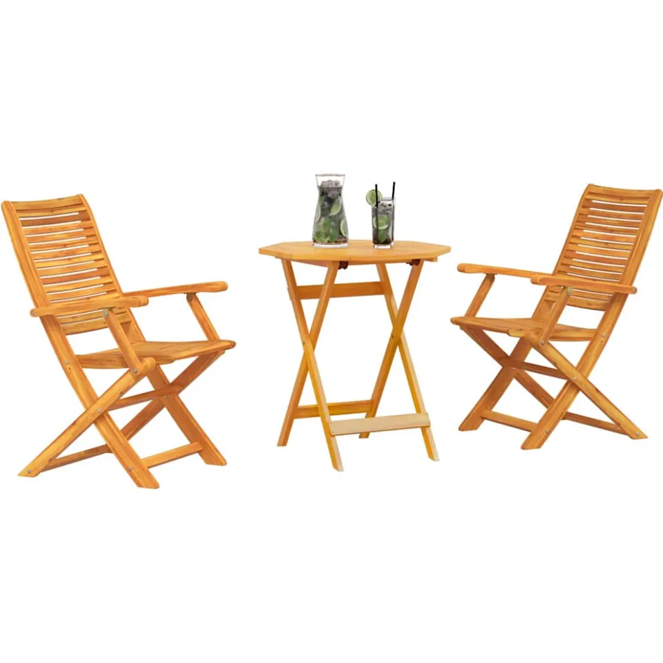 vidaXL Vouw Bistro Set 3 st Bruin Massief Acaciahout, foto 2