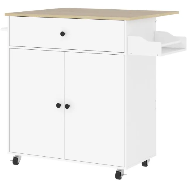 Roossentials keukeneiland - Keukenblok - Bartafel op wielen - Keukenblad - Werkblad keuken - Bijzettafel keuken - Wit