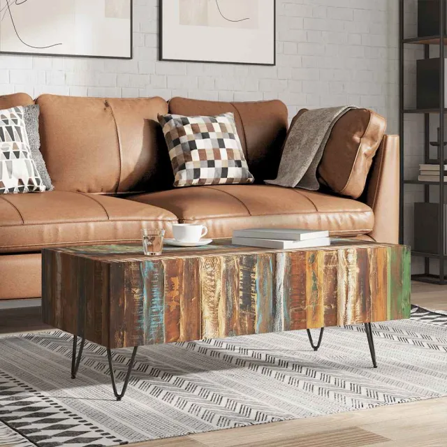 vidaXL Salontafel 100x50x38 cm massief gerecycled hout meerkleurig
