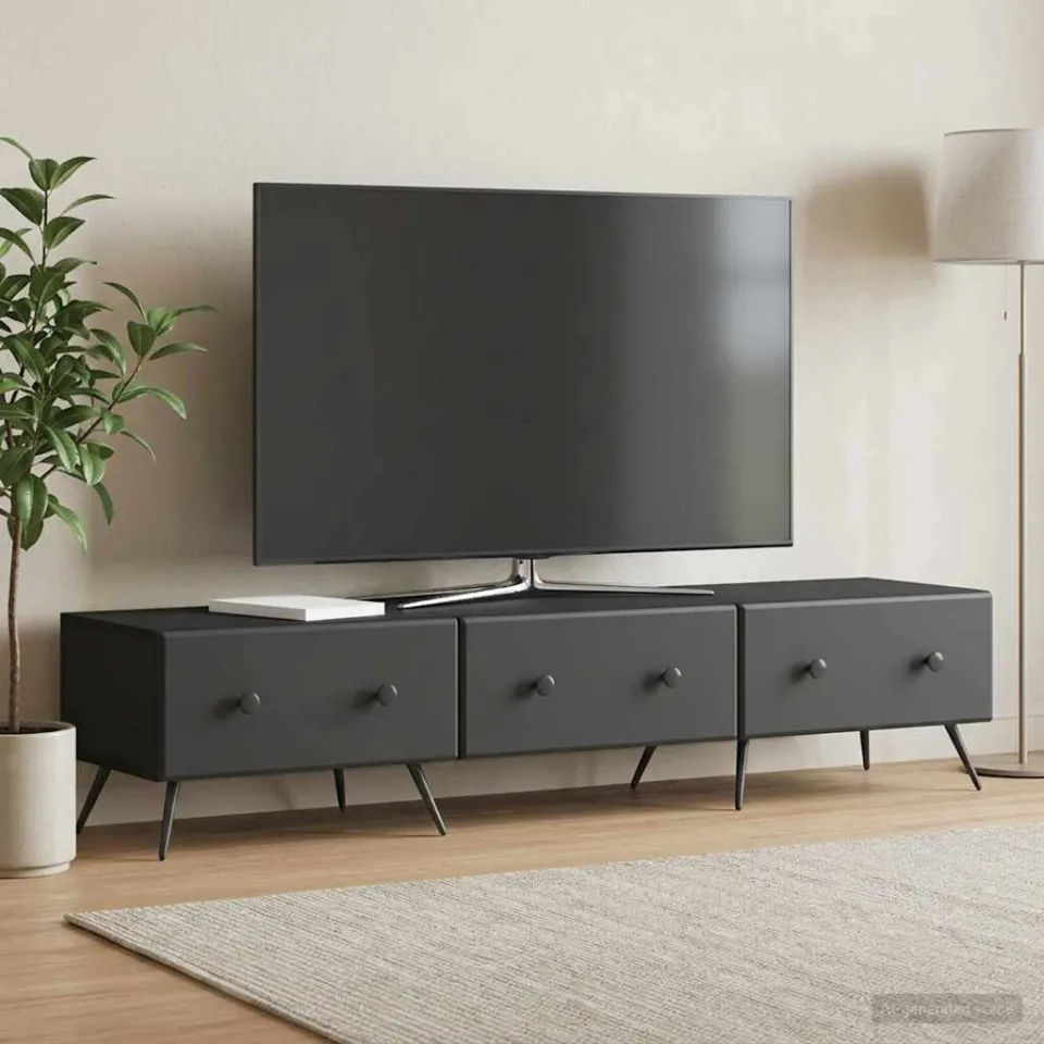 vidaXL TV-kast met lade Zwart 147 x 34,5 x 30 cm Bewerkt hout, foto 4