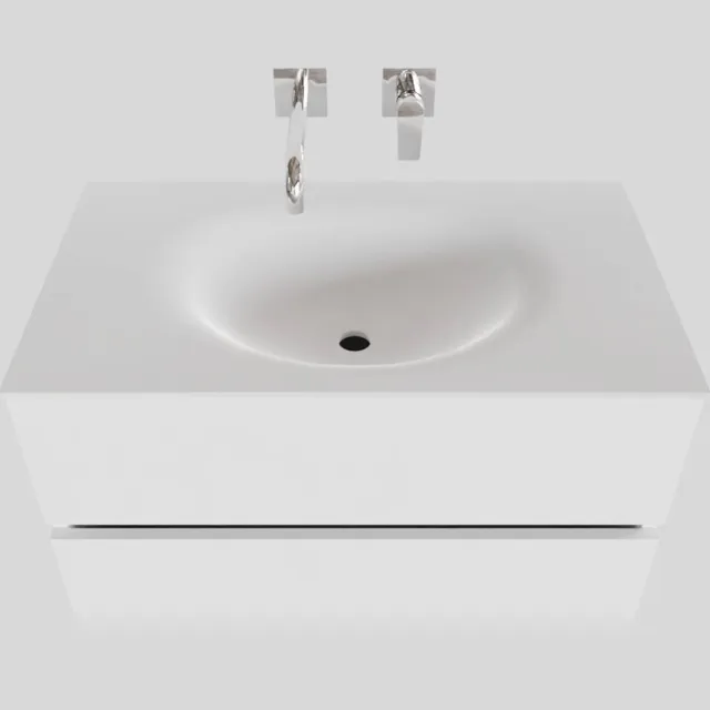 Boss & Wessing Badkamermeubel Solid Surface BWS Stockholm 80x46 cm Mat Wit (zonder kraangat)