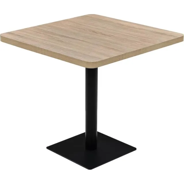 vidaXL Bistrotafel - vierkant - 80x80x75 - cm - MDF - en - staal - eikenkleur