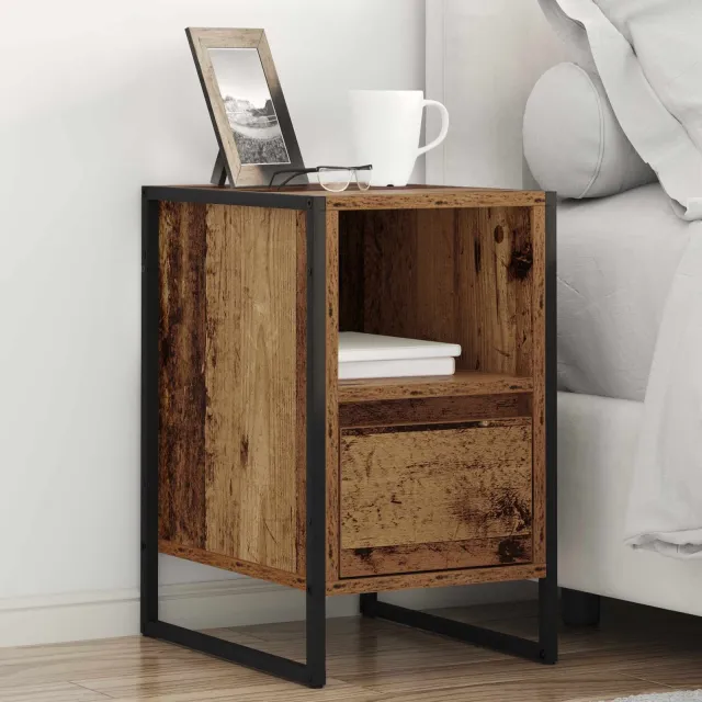 vidaXL Nachtkastje 2 st Oud Hout 39,5 x 30 x 50 cm Bewerkt hout bruin, foto 2