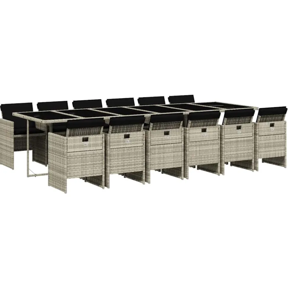 vidaXL 13-delige Tuinset met kussens poly rattan lichtgrijs grijs, foto 3