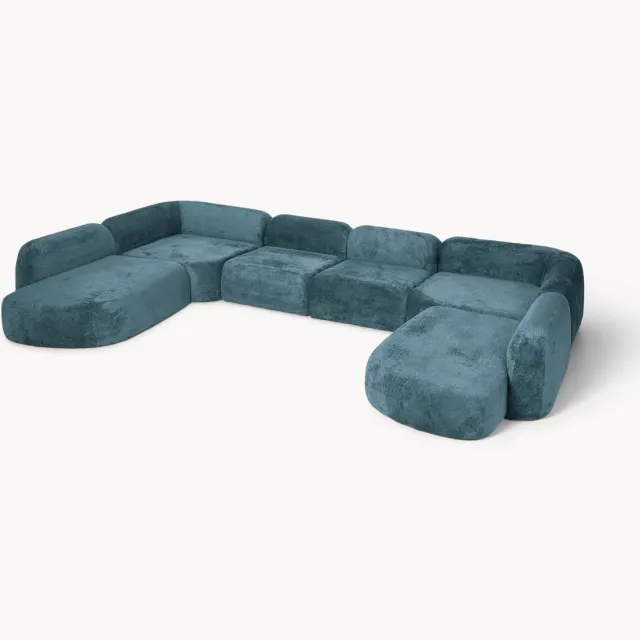 Westwing Collection XL modulaire teddy bouclé bank Wolke Turquoise