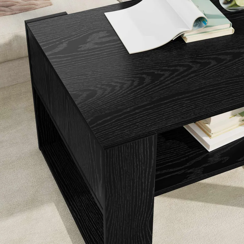 vidaXL Salontafel Zwart Eiken 66 x 53 x 45 cm Bewerkt hout, foto 4