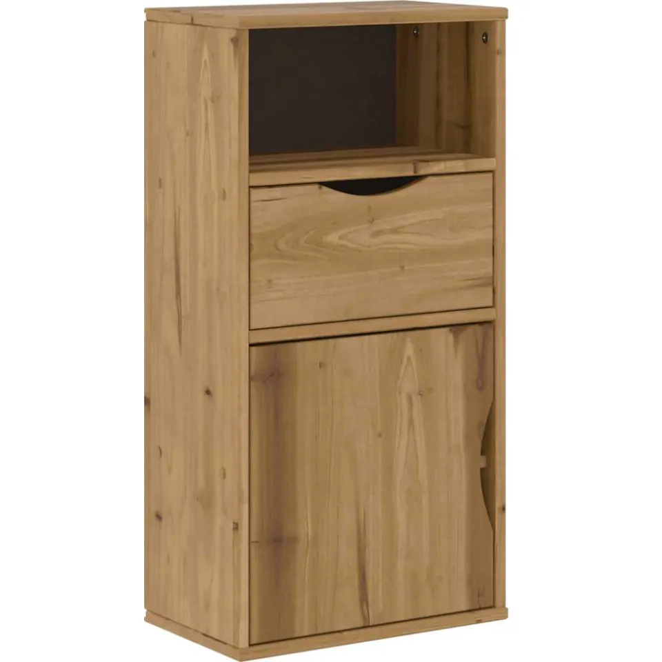 vidaXL Bijzetkast met lade ODDA 40x24x79 cm massief grenenhout bruin, foto 3