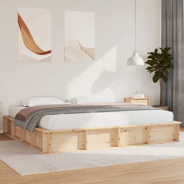 vidaXL Bedframe Bruin 200 x 200 cm Massief grenenhout