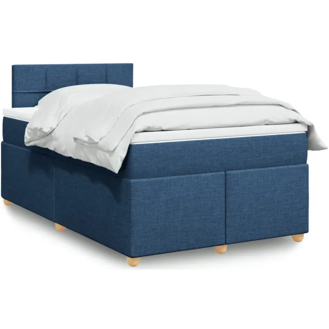 vidaXL Boxspring met matras stof blauw 120x200 cm