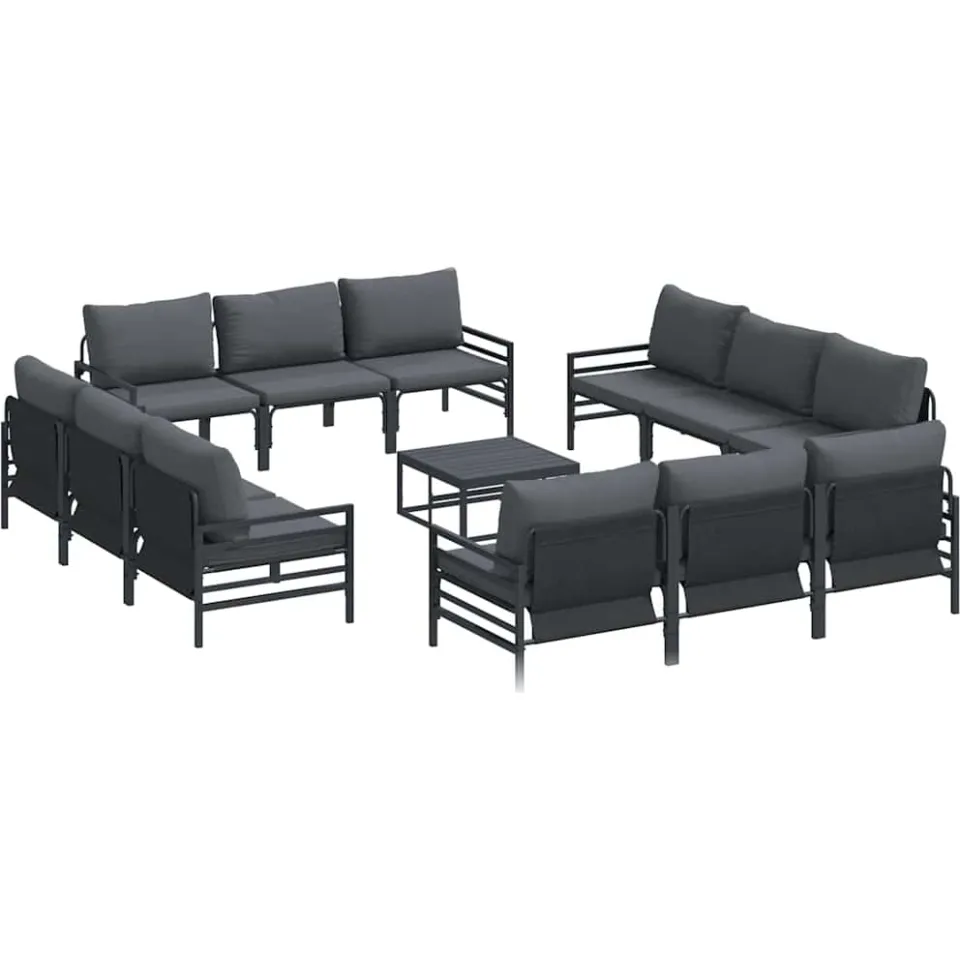 vidaXL Tuinbankenset 13 st Zwart Staal Anthraciet