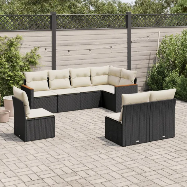 vidaXL 8-delige Loungeset met kussens poly rattan zwart, foto 2