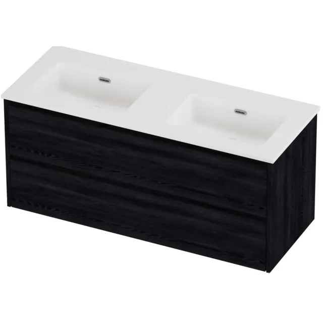 Proline Tribute Badmeubelset Porselein Elegant Dubbel 120x46x54 cm Mat White Black Oak Eiken