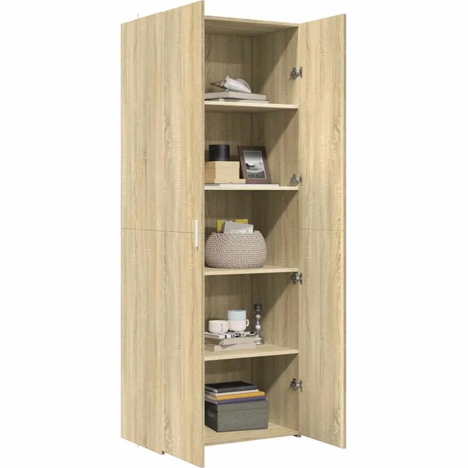 vidaXL Hoge kast 70x42,5x185 cm bewerkt hout sonoma eikenkleurig Bruin