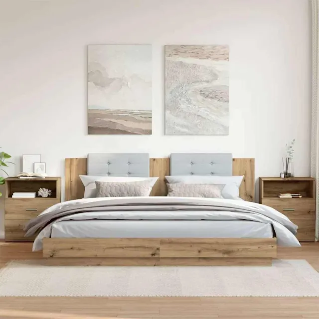 vidaXL Nachtkastjes 2 st 50x32x60cm bewerkt hout artisanaal eikenkleur Bruin