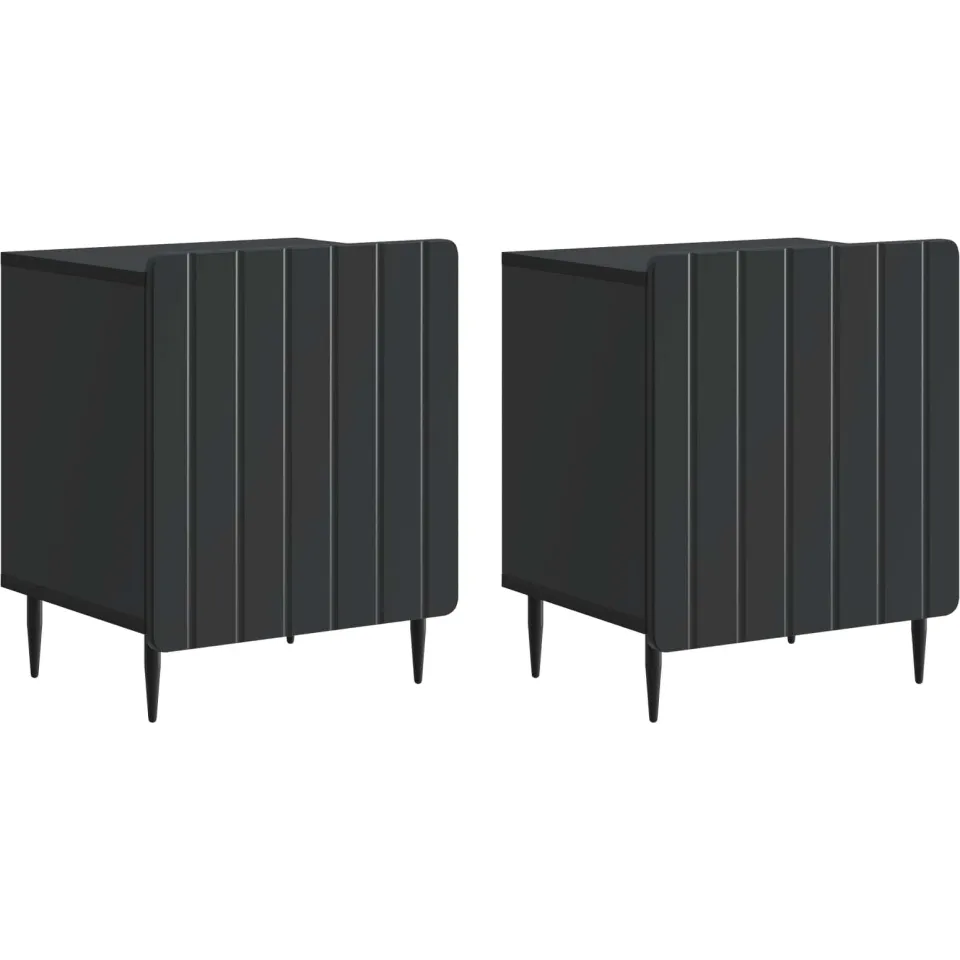 vidaXL Nachtkastje 2 st Zwart 43 x 34,5 x 52 cm Bewerkt hout, foto 3