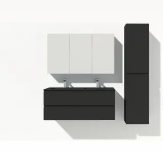 AquaVive - Praxis Eigen Merk Aquazuro Wastafelonderkast Napoli 120cm - Zwart Mat - Met 2 Lades, foto 3