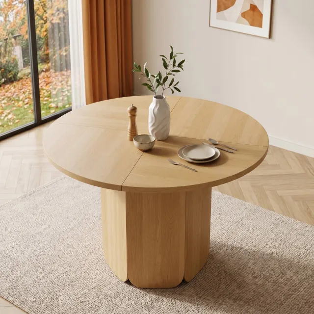 CHICFURN Ronde eettafel - 4-6 personen - niet opklapbaar - rond - eikenkleur