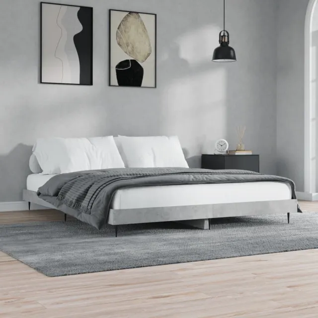vidaXL Bedframe bewerkt hout betongrijs 200x200 cm