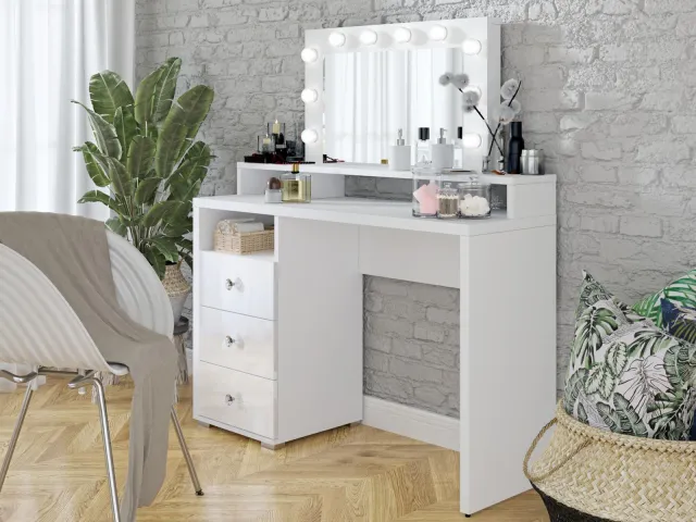 Mobistoxx Divana make-uptafel hoogglans wit