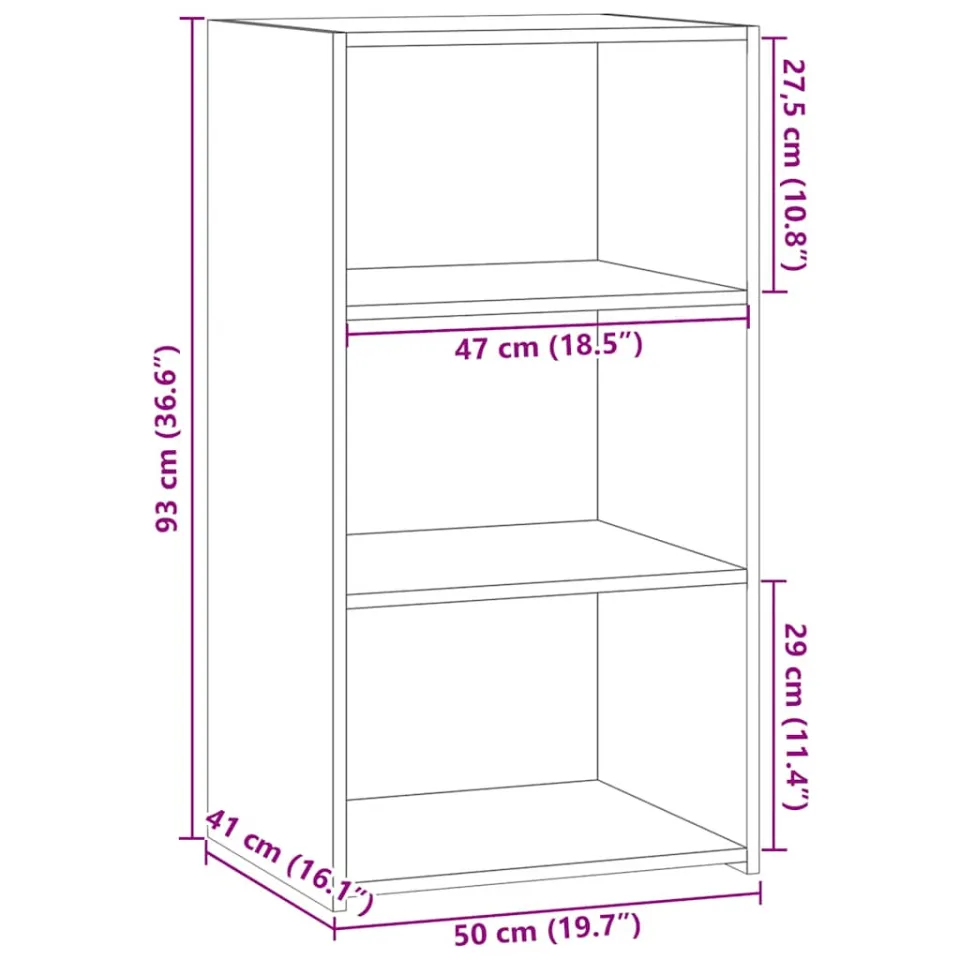 vidaXL Dressoir 50x41x93 cm bewerkt hout gerookt eikenkleurig, foto 4