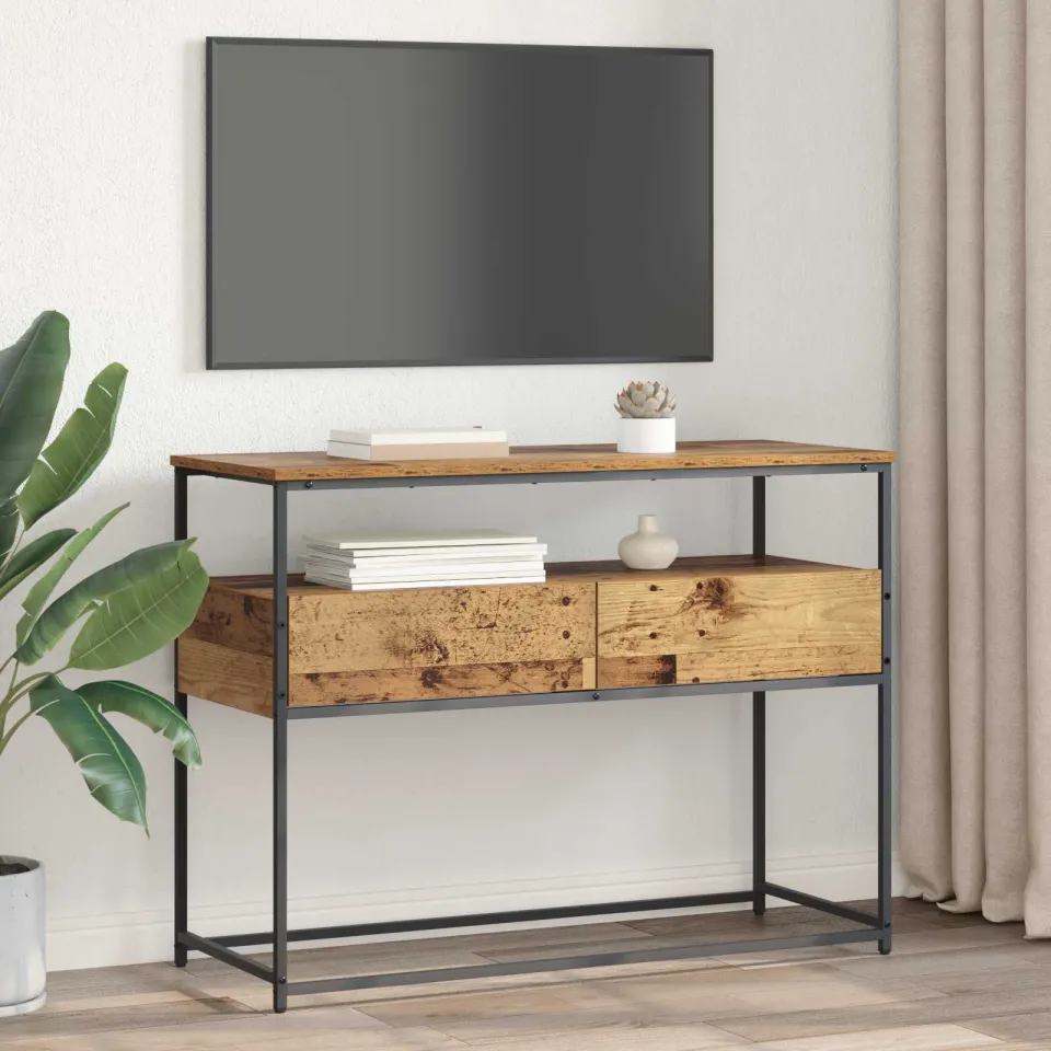 vidaXL Wandtafel Oud Hout 100 x 40 x 75 cm Bewerkt hout bruin, foto 3