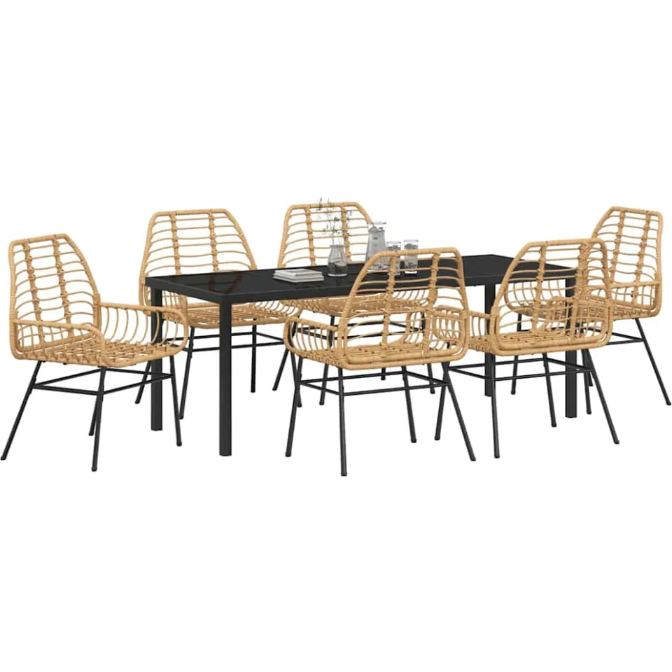 vidaXL Tuin eettafelset 7 st Bruin poly rattan