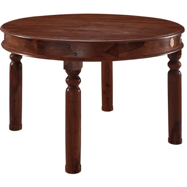 MASSIVMOEBEL24 .DE OXFORD #332 eettafel donkerbruin gelakt acacia 120x120x76 cm (BxTxH)