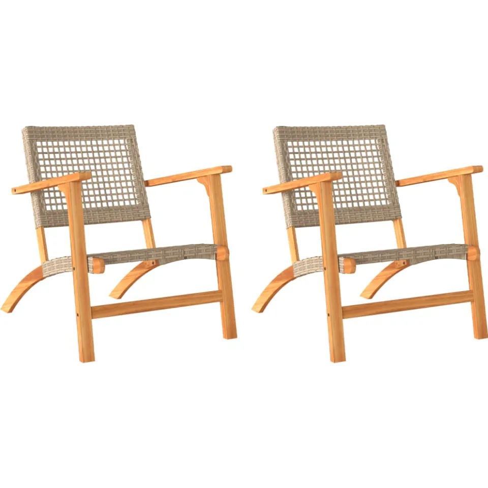 vidaXL Tuinstoelen 2 st poly rattan en acaciahout beige
