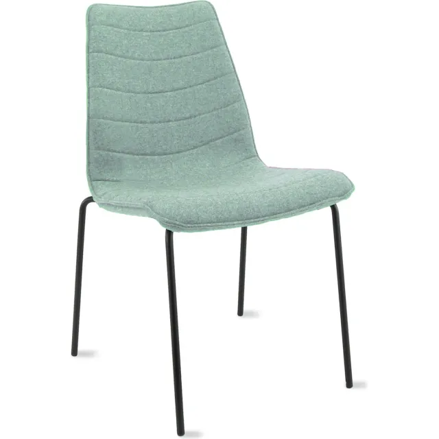 Workliving Verona Eetkamerstoel / Vergaderstoel - Wolvilt Fenice 455 zachtgroen - frame zwart Groen - Zwart