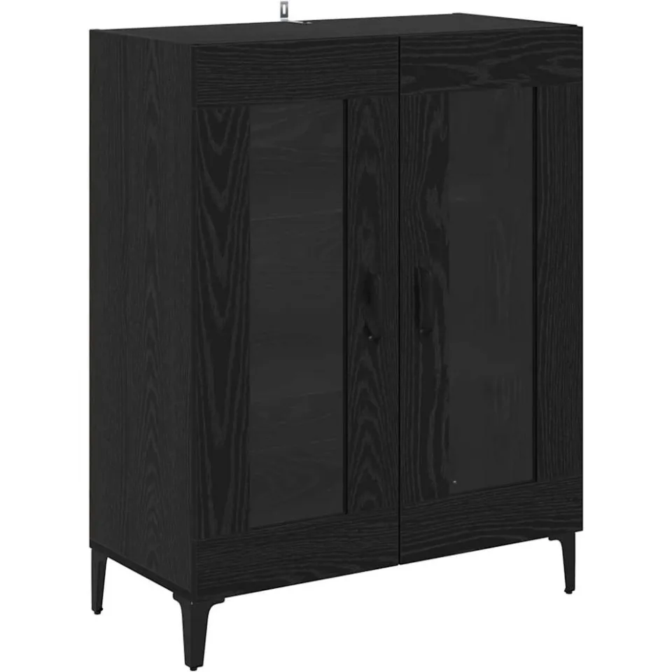 vidaXL Dressoir Zwart Eiken 69,5 x 34 x 90 cm Gemonteerd hout en ijzer, foto 3