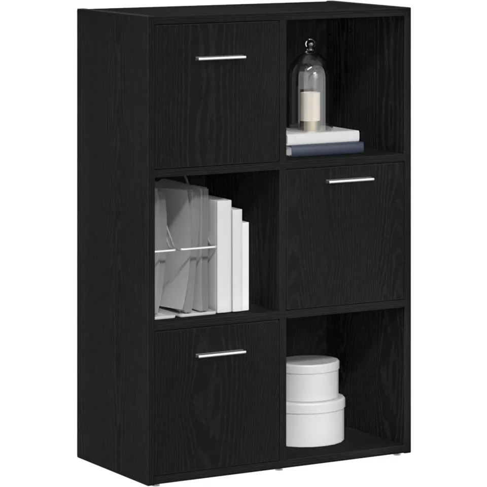 vidaXL Boekenkast/kamerverdeler zwart eiken 60,5x30x90cm bewerkt hout