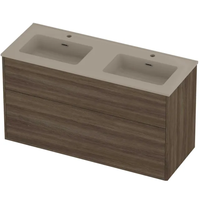Proline Tribute Badmeubelset Porselein Elegant In Kader 120x46x67 cm Mat Crème Cotton Vital Oak Eiken