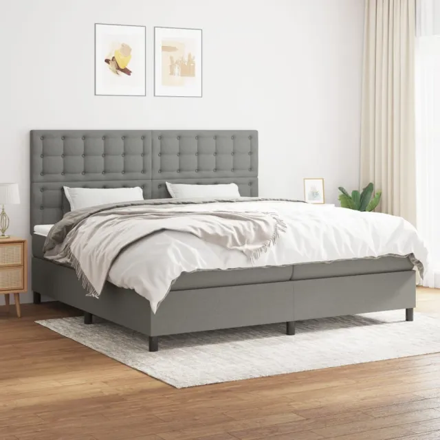 vidaXL Boxspring met matras stof donkergrijs 200x200 cm grijs