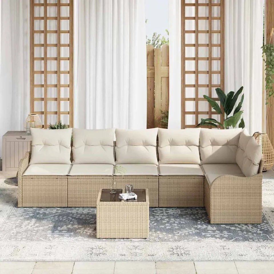 vidaXL Tuin Sofa Set 7 st Bruin poly rattan, foto 3