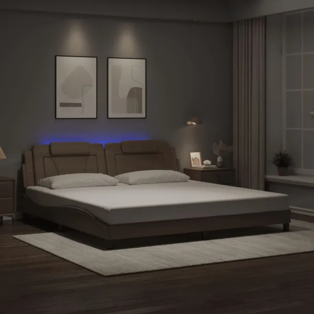 vidaXL Bedframe "Viana" met LED zonder matras cappuccino 200x200 cm Bruin