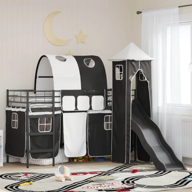 vidaXL Stapelbed voor kinderen Zwart 90 x 190 cm Metaal