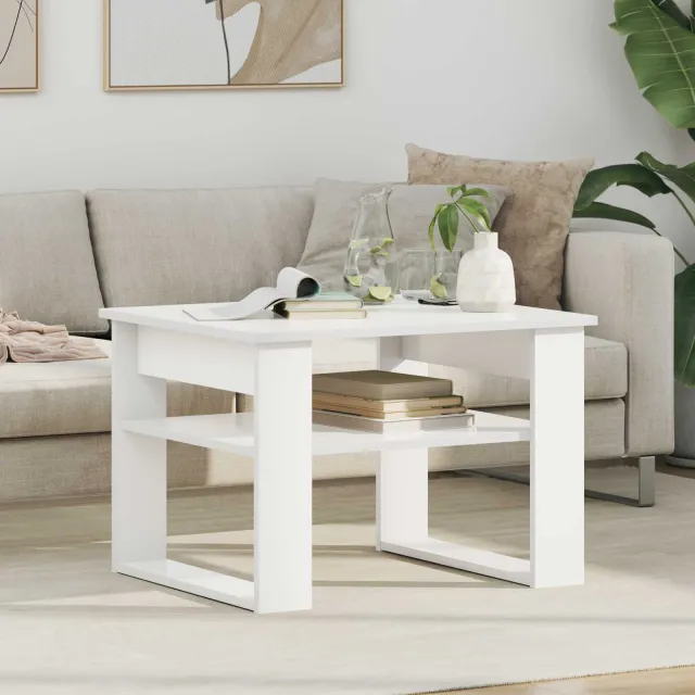 vidaXL Salontafel Wit 64 x 54 x 44 cm Bewerkt hout, foto 2
