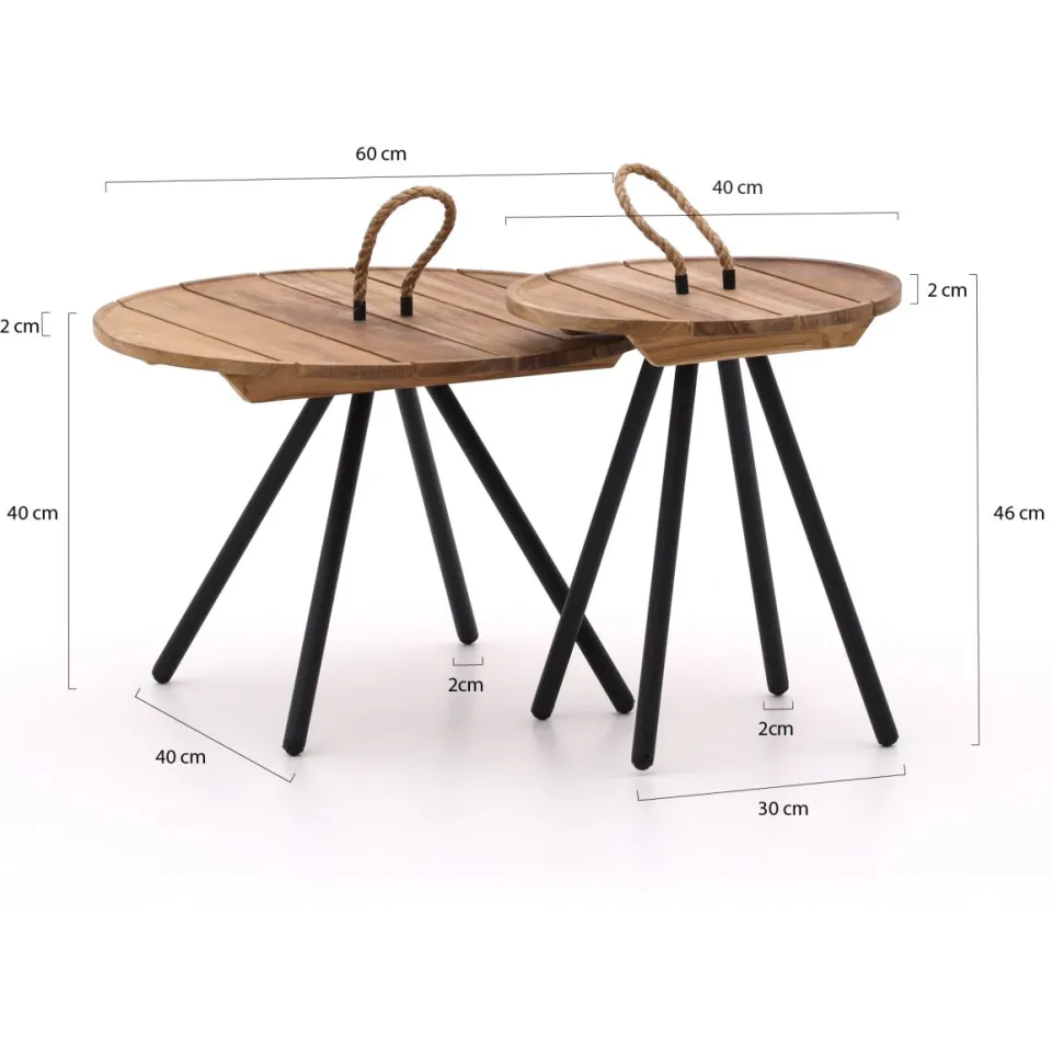 Apple Bee Elle lounge tuintafels ø60 (h:40cm)/ø40 (h:45cm) zwart, foto 2