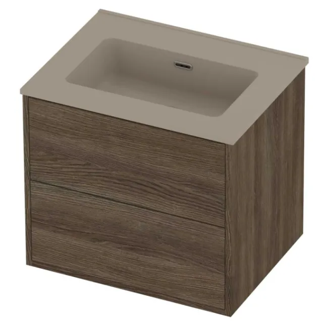 Proline Tribute Badmeubelset Porselein Elegant In Kader 60x46x54 cm Mat Crème Cotton Vital Oak Eiken