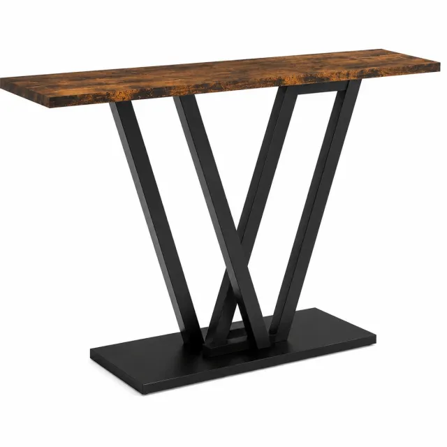 ITRONIQ Industriële Haltafel - Consoletafel - Smalle Sidetable Voor Entree Met Houtlook en Zwart Metalen Frame - Bruin Design